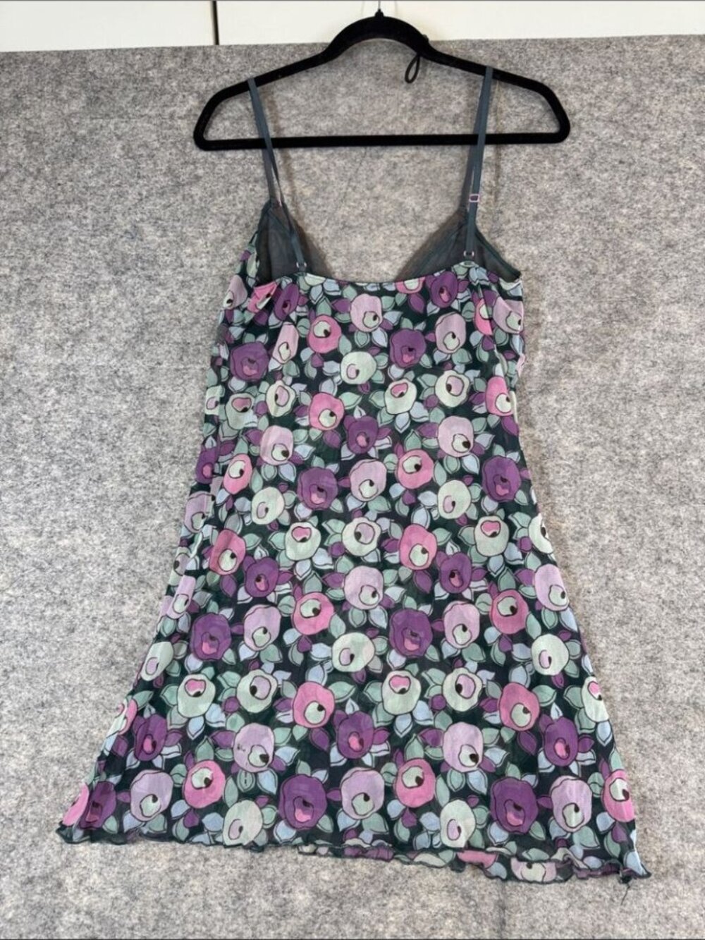 Y2K Floral Print Chemise Slip Tunic Dress Purple Small Cottagecore Festival - Picture 11 of 13